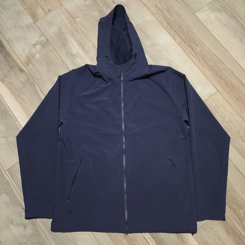 Mammut Windstopper Hooded Jacket Women’s Size 2XL XXL Hiking Outdoor Navy Blue